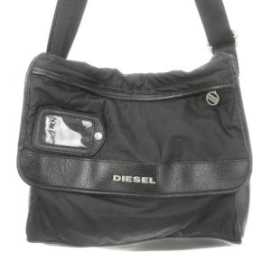 ショルダーバッグ ナイロン レザー ロゴ 黒 ブラック /MN17