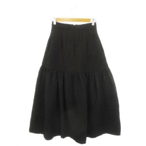 FRAY I.D ふくれジャガードボリュームスカート フレア ロング 切替 1 L 黒 ブラック FWFS231030 /MN18