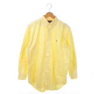 オックスフォードシャツ ボタンダウン 長袖 コットン ワンポイント ポニーロゴ刺繍 41-84 L 黄