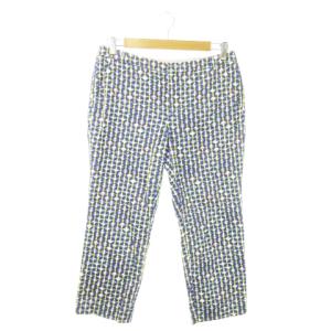 × ラジュ RAJU パンツ クロップド カプリ ストレッチ 総柄 大きいサイズ 44 XXL 青 ブルー
