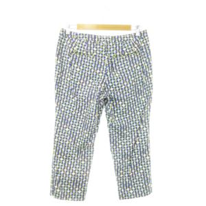 23区 × ラジュ RAJU パンツ クロップド カプリ ストレッチ 総柄 大きいサイズ 44 XXL 青 ブルー