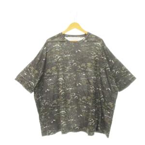 半袖Tシャツ クルーネック オーバーサイズ 水面柄 総柄 グレー /AH11
