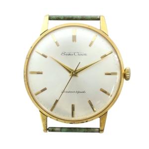 クラウン 腕時計 ケースのみ 手巻き 白文字盤 21石 ゴールド色 J15003E