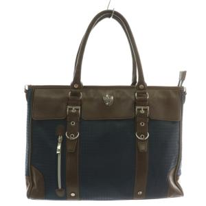 ビジネスバッグ ショルダー 2WAY ナイロン レザー 千鳥格子柄 ロゴ 紺 ネイビー 茶色 ブラウン