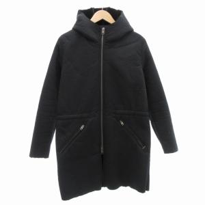 コート M フード 裏地ボア ジップアップ ウエストドロスト ミドル ハーフ丈 黒 ブラック /AE GY04
