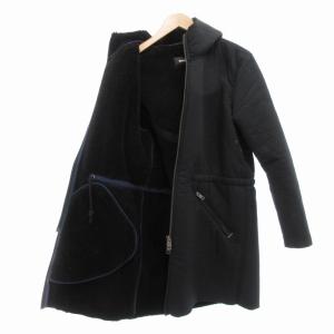 DIESEL コート M フード 裏地ボア ジップアップ ウエストドロスト ミドル ハーフ丈 黒 ブラック /AE GY04