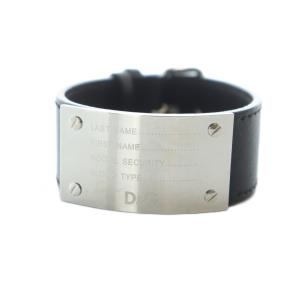 D&G バングル アクセサリー レザー プレート ロゴ 黒 ブラック GY04 /MQ