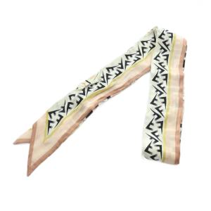 リボンスカーフ ストール ロゴ ラッピー 絹 シルク ピンク GY04 /MQ OH