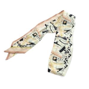 FENDI リボンスカーフ ストール ロゴ ラッピー 絹 シルク ピンク GY04 /MQ OH