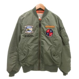 美品 シャークハンター MA-1 フライトジャケット ワッペン ジップアップ L カーキ 783-2252079