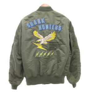 AVIREX 美品 シャークハンター MA-1 フライトジャケット ワッペン ジップアップ L カーキ 783-2252079