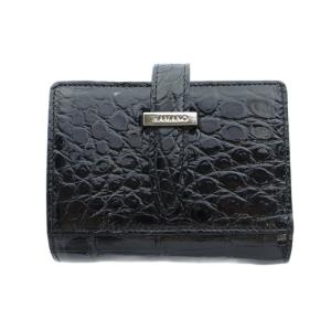 傳濱野 二つ折り 財布 ウォレット ワニ革 クロコダイル レザー L字ファスナー 黒 ブラック GY04