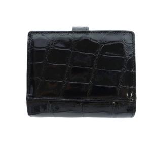 HAMANO 傳濱野 二つ折り 財布 ウォレット ワニ革 クロコダイル レザー L字ファスナー 黒 ブラック GY04