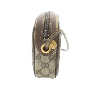 GUCCI 34 007.58.6112 オールドグッチ ショルダーバッグ 斜めがけ ロゴ PVC レザー GG 茶