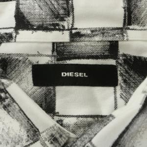 DIESEL 近年モデル シャツ 長袖 チェック柄 総柄 XXL 黒 ブラック 白 ホワイト /XZ GY01