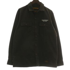 19AW CLASSIC WORK EC-SHIRT.LS ワークシャツ 長袖 ロゴ プリント L 茶色
