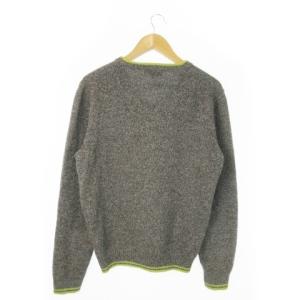 ETRO ニット セーター Vネック 長袖 ライン ロゴ刺繍 M グレー /MQ GY42