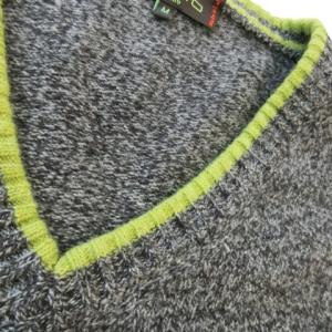 ETRO ニット セーター Vネック 長袖 ライン ロゴ刺繍 M グレー /MQ GY42