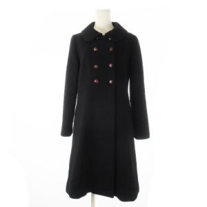 ステンカラーコート ダブル ロング丈 ウール 40 L 黒 ブラック /CK13 GY99