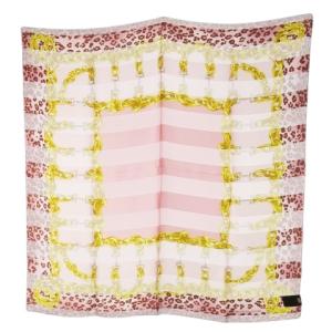 スカーフ シルク 絹 スクエア 大判 アニマル レオパード ヒョウ柄 チェーン柄 ピンク /CK17 GY99