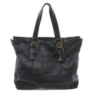 70548 2WAY トートバッグ ショルダー レザー スエード切替 黒 ブラック /UO GY03