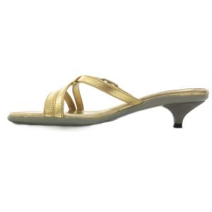 PRADA SPORT サンダル ローヒール ミュール メタリック ストラップ レザー 35.5 ゴールドカラー /GV GY03