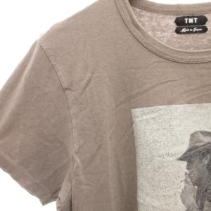 TMT プリントTシャツ 半袖 L クルーネック ベージュ フォトデザイン /GV GY03