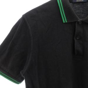 FRED PERRY M12N ポロシャツ 半袖 ロゴ刺繍 鹿の子 英国製 40 黒 ブラック 緑 グリーン M12N /GV