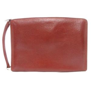 セカンドバッグ クラッチバッグ ロゴ レザー 茶 ブラウン /AE GY03