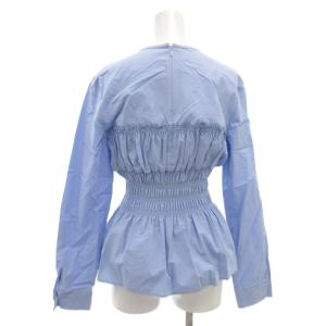 sov. レイヤードライクビスチェブラウス シャツ 長袖 シャーリング フリル サンプル品 サックスブルー /GV