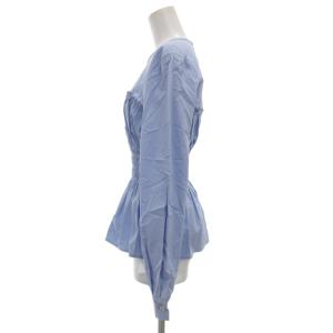 sov. レイヤードライクビスチェブラウス シャツ 長袖 シャーリング フリル サンプル品 サックスブルー /GV