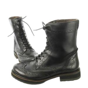 YOSUKE ウイングチップブーツ ショート レザー 革 メダリオン レースアップ 24.0cm 黒 ブラック /CK9