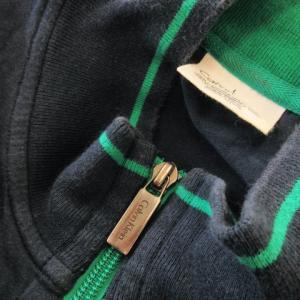 Calvin Klein ダブルジップジャケット スタンドカラー ライン 薄手 ロゴ L 紺 ネイビー 緑 グリーン /CK2 GY99