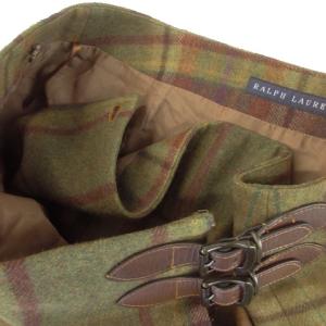 RALPH LAUREN ラップスカート タイト ミニ ウール ベルト チェック 総柄 7 茶 ブラウン /AH19 GY99