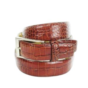ベルト レザー クロコ型押し ロゴ 茶 ブラウン /MN19 GY99