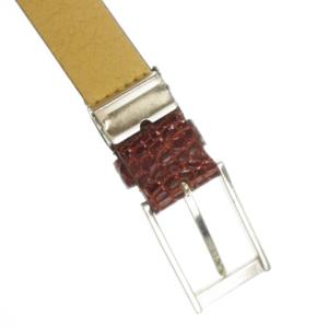 TAKEO KIKUCHI ベルト レザー クロコ型押し ロゴ 茶 ブラウン /MN19 GY99