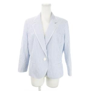 テーラードジャケット サッカー生地 コットン ストライプ 大きいサイズ 13 XL 青 ブルー /MN15
