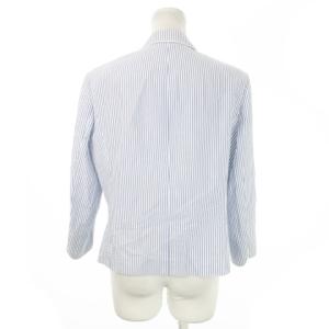 Aquascutum テーラードジャケット サッカー生地 コットン ストライプ 大きいサイズ 13 XL 青 ブルー /MN15