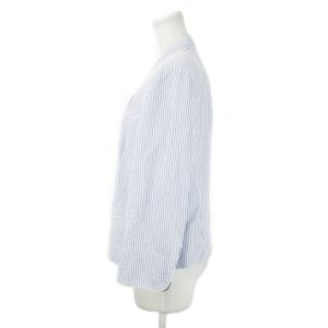 Aquascutum テーラードジャケット サッカー生地 コットン ストライプ 大きいサイズ 13 XL 青 ブルー /MN15