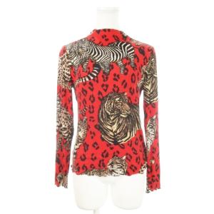 GK カットソー リブ ハイネック 長袖 メロウフリル ストレッチ アニマル シマウマ柄 ヒョウ柄 レオパード