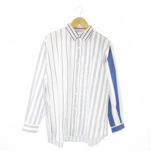 MULTI STRIPE OVERDIE SHIRTS 長袖シャツ コットン ストライプ 総柄 M 白