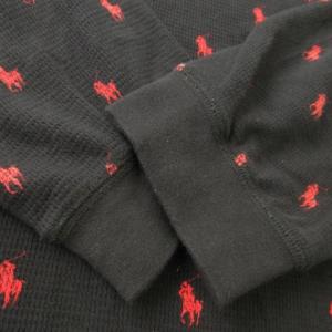 POLO RALPH LAUREN Tシャツ カットソー ロンT ラウンドネック 長袖 コットン ポニーロゴ 総柄 LL 黒 ブラック /AO13