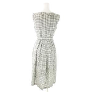 S Max Mara ワンピース ロング ノースリーブ 麻 リネン タック ギンガムチェック 総柄 ウエストマーク 36 S