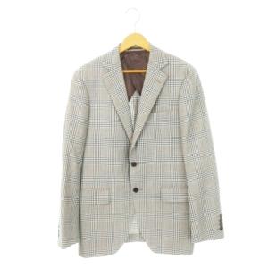 テーラードジャケット シングル 背抜き ウール ダブルベンツ チェック 総柄 38(A6) M グレー
