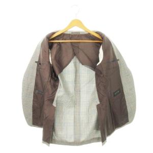 gotairiku テーラードジャケット シングル 背抜き ウール ダブルベンツ チェック 総柄 38(A6) M グレー