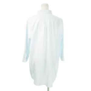 BURBERRY LONDON シャツワンピース ミニ 七分袖 ピンタック ロゴ刺繍 46 L 水色 ライトブルー /MN19 GY99