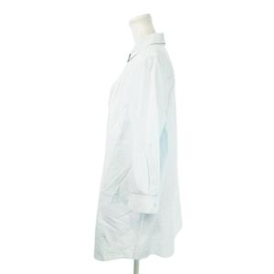 BURBERRY LONDON シャツワンピース ミニ 七分袖 ピンタック ロゴ刺繍 46 L 水色 ライトブルー /MN19 GY99