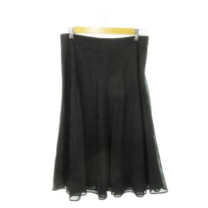 BOUTIQUES フレアスカート ミモレ ロング シアー 切替 ドット 大きいサイズ 44 XXL 黒