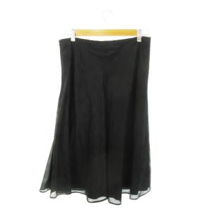 GIVENCHY BOUTIQUES フレアスカート ミモレ ロング シアー 切替 ドット 大きいサイズ 44 XXL 黒