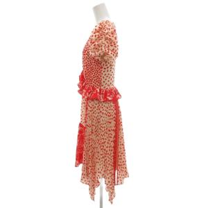 self-portrait Dot Satin Printed dress ドット サテン プリント ドレス ワンピース フリル レース半袖